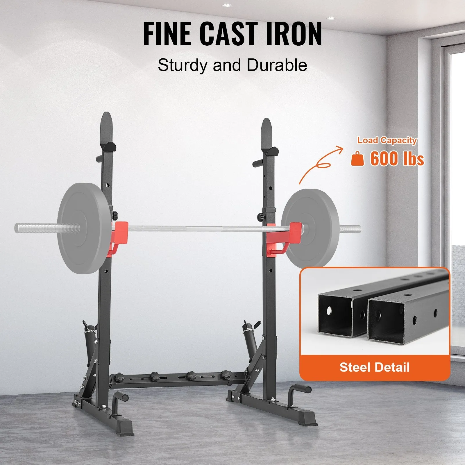 Vevor Squat Stand Power Rack Multi-Functional with Weight Plate Storage Attachment 600 Lbs Capacity New