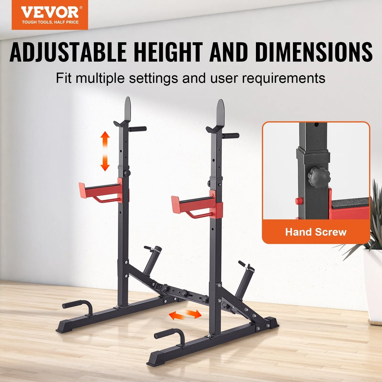 Vevor Squat Stand Power Rack Multi-Functional with Weight Plate Storage Attachment 600 Lbs Capacity New