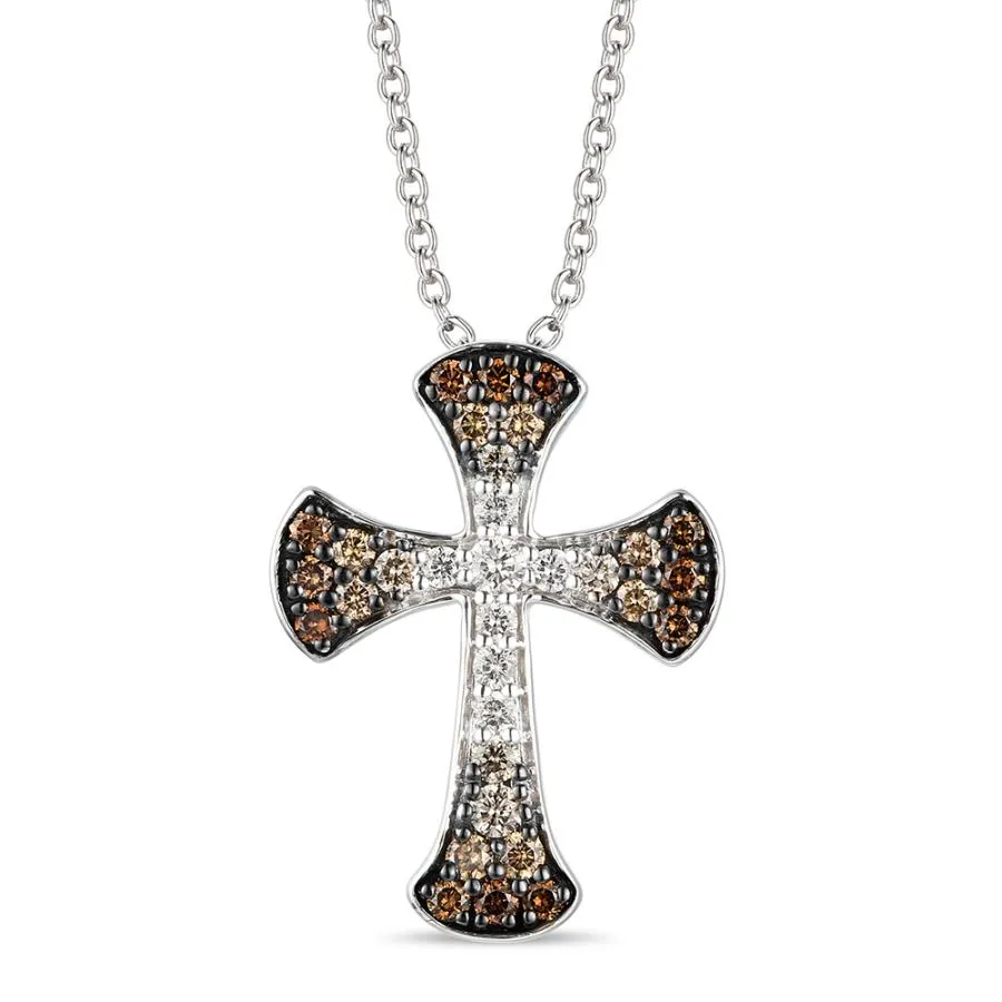 White Gold Ombre Diamond Cross