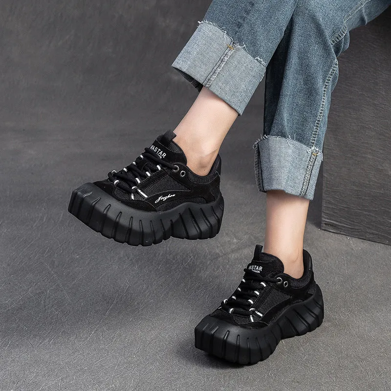 Women Fashion Color Matching Breathable Platform Sneakers