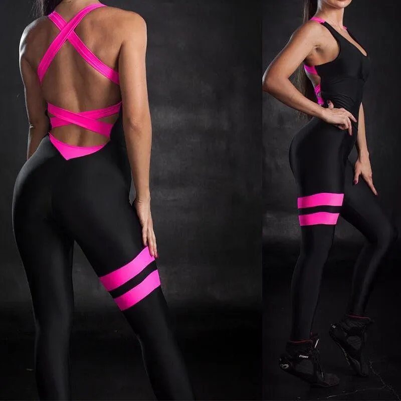 Women One Piece Backless Jumpsuit Workout Sportswear