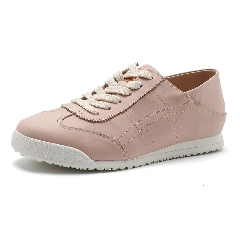 Women's Army Trainer Leather Sneakers - Beige/Gray/Apricot/Black/Pink