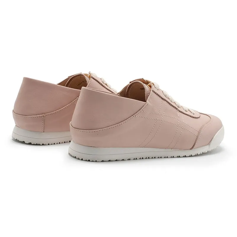 Women's Army Trainer Leather Sneakers - Beige/Gray/Apricot/Black/Pink