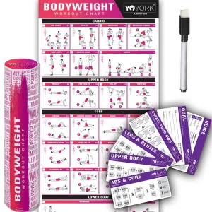 Workout Posters For Body-Weight Training Exercise - Laminated Home Gym Workout