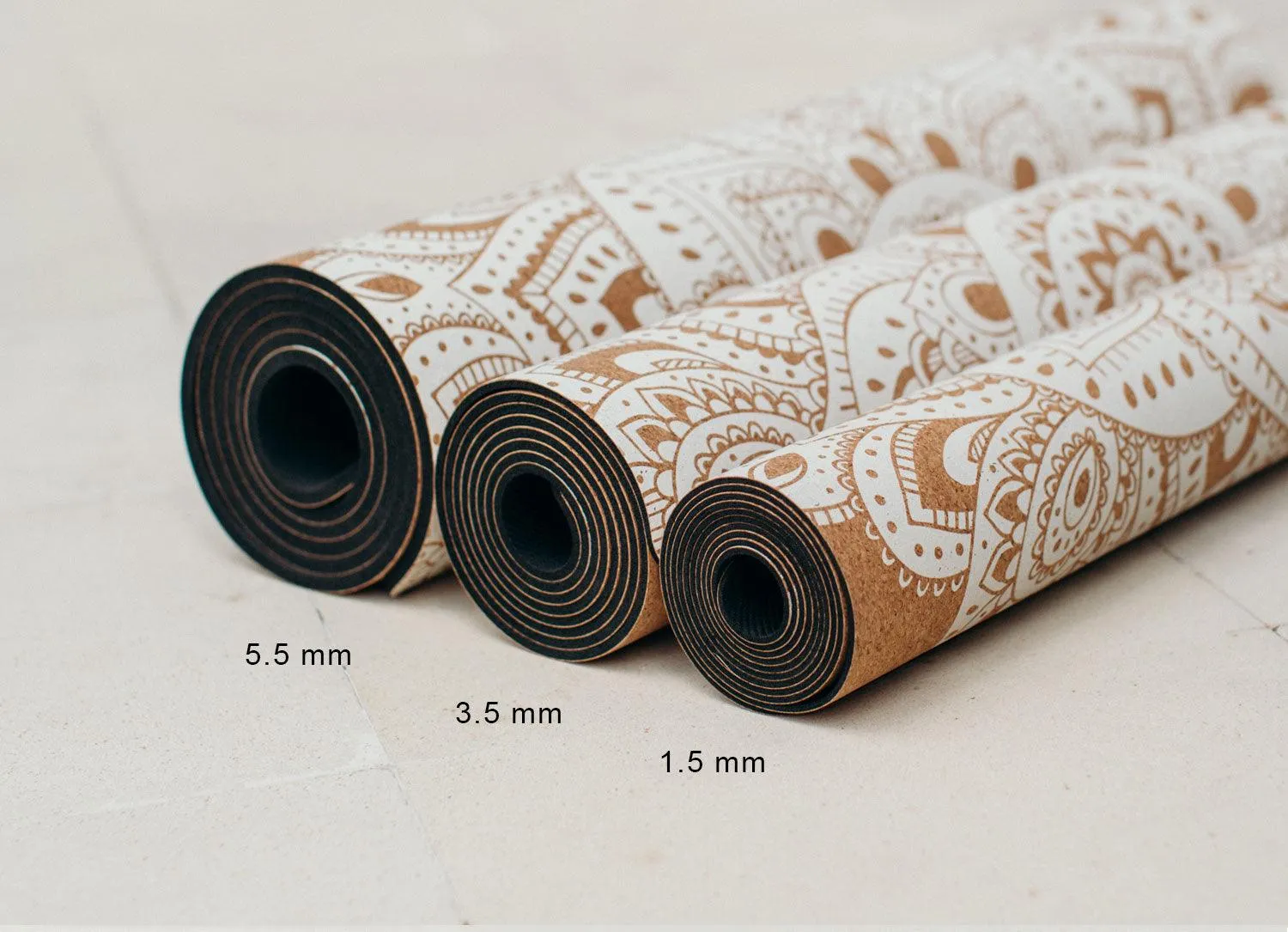 Yoga Design Lab - Cork Yoga Mat - Mandala White - 3.5 mm - Best For Eco-Conscious Yogis